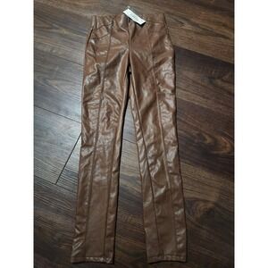 IRIS Leggings Womens Small Brown Faux Leather High Rise Ankle Pull On Pants